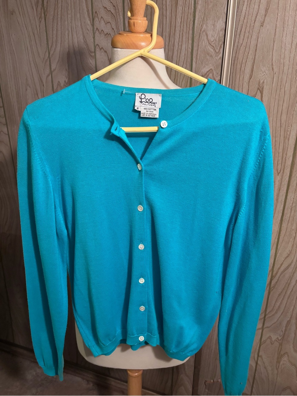 Lilly Pulitzer Bright Turquoise Cotton Cardigan (vintage made in Portugal)